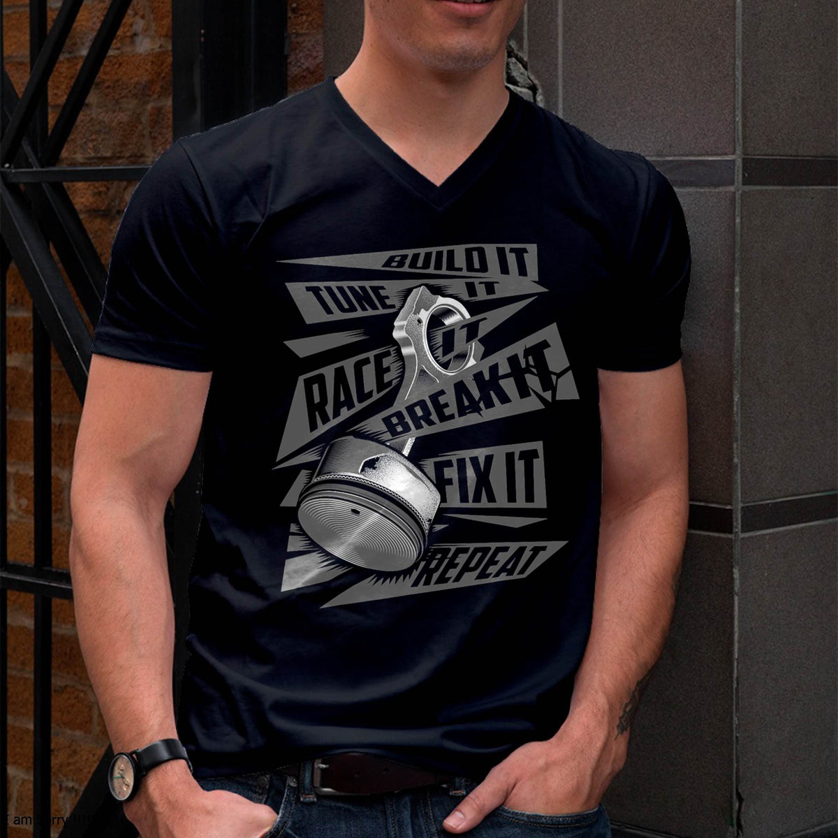Funny Build It Tune It Race It Break It Fix It Repeat T-Shirt - Gift For Mechanic - TLEE (SKUM08-D05)