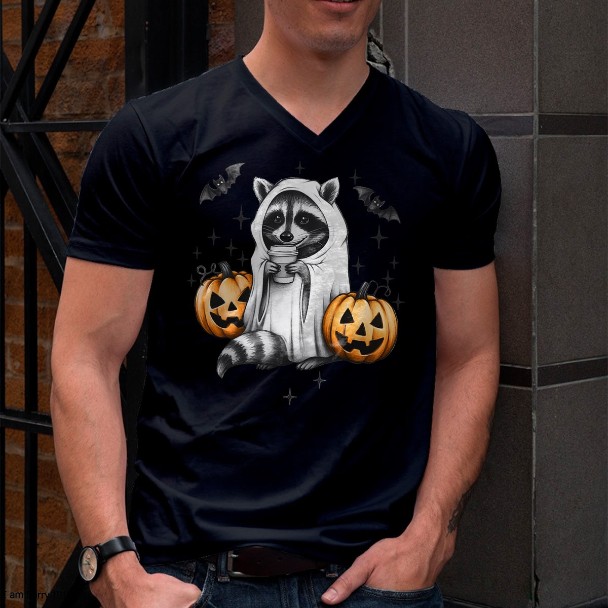 Hallowen Shirts for Family, Funny hallowen shirts, Hallowen Unisex T-Shirt/Hoodie/Sweatshirt HLT00 - Cute Ghost Raccoon Pumpkin Halloween Raccoon T-Shirt