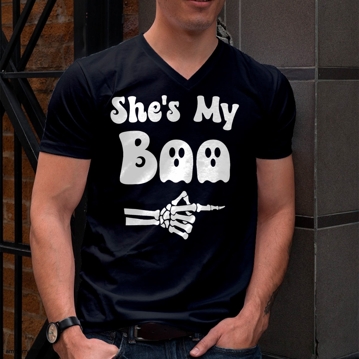 Hallowen Shirts for Family, Funny hallowen shirts, Hallowen Unisex T-Shirt/Hoodie/Sweatshirt HLT00 - She’s My Boo Skeleton Couples Matching Couple Halloween T-Shirt