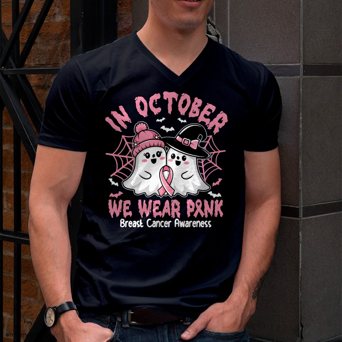 Hallowen Shirts for Family, Funny hallowen shirts, Hallowen Unisex T-Shirt/Hoodie/Sweatshirt HLT00 - Breast Cancer Women Shirts Halloween In October We Wear Pink T-Shirt