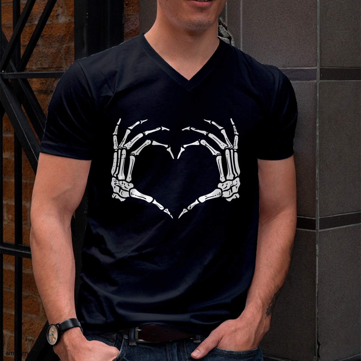 Hallowen Shirts for Family, Funny hallowen shirts, Hallowen Unisex T-Shirt/Hoodie/Sweatshirt HLT00 - Skeleton Hands Heart Sign Retro Halloween Costume Women Girl T-Shirt