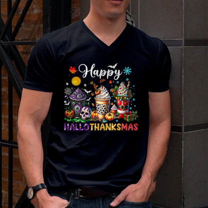 Hallowen Shirts for Family, Funny hallowen shirts, Hallowen Unisex T-Shirt/Hoodie/Sweatshirt HLT00 - Happy Hallothanksmas Halloween Coffee Latte Thanksgiving T-Shirt