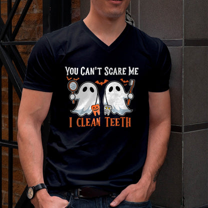 Hallowen Shirts for Family, Funny hallowen shirts, Hallowen Unisex T-Shirt/Hoodie/Sweatshirt HLT00 - Womens You Can't Scare Me I Clean Teeth Dental Hygienist Halloween V-Neck T-Shirt