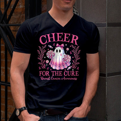 Hallowen Shirts for Family, Funny hallowen shirts, Hallowen Unisex T-Shirt/Hoodie/Sweatshirt HLT00 - Cheer for the Cure Breast Cancer Awareness Halloween Ghost T-Shirt