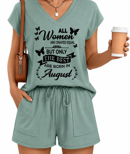 AUGUST - V-NECK SHORT SET W02 -  FOR WOMEN - TLEE08 (SKU2607-124-08)