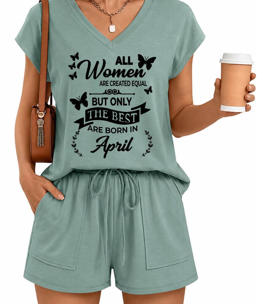 APRIL - V-NECK SHORT SET W02 -  FOR WOMEN - TLEE04 (SKU2607-124-04)
