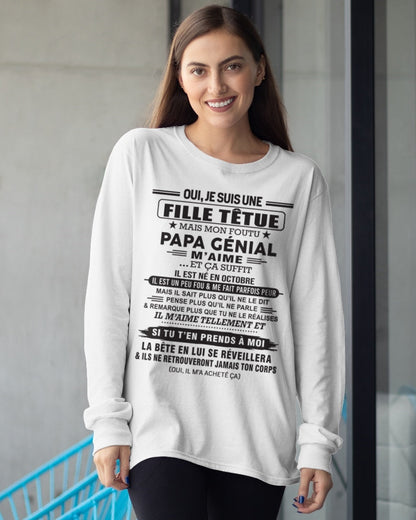 OCTOBRE - Oui, je suis une fille têtue – T-shirt | Cadeau d’anniversaire de papa pour sa fille - TLEE10 / fr10 (SKU12-214-10)