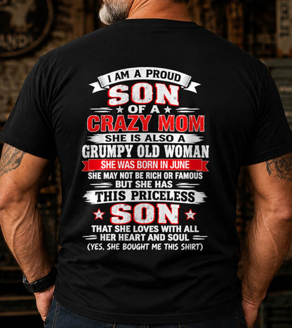 JUNE CRAZY MOM & PROUD SON SHIRT - FROM MOM - TLEE06 (SKU2610-744-06)