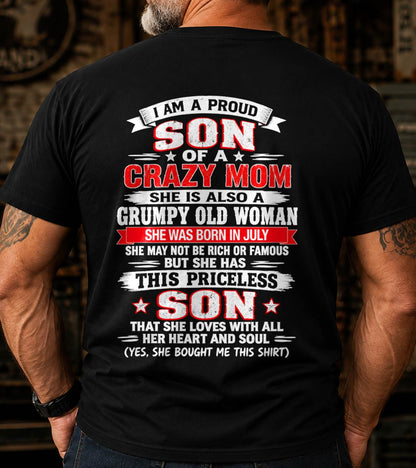 JULY CRAZY MOM & PROUD SON SHIRT - FROM MOM - TLEE07 (SKU2610-744-07)