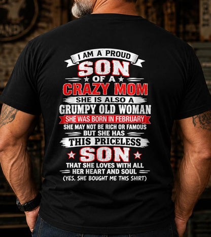 FEBRUARY CRAZY MOM & PROUD SON SHIRT - FROM MOM - TLEE02 (SKU2610-744-02)