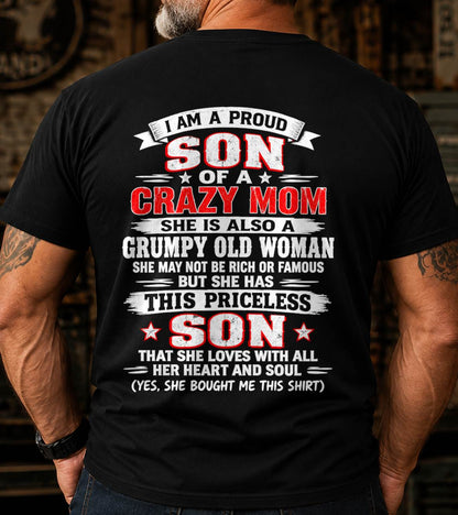 CRAZY MOM & PROUD SON SHIRT - FROM MOM - TLEE00 (SKU2610-744-00)