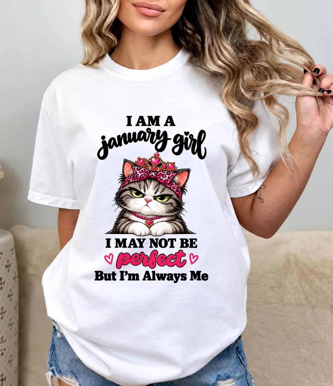 JANUARY GIRL CAT SHIRT – ALWAYS ME - FOR WOMEN - TLEE01 (SKU2610-100-01)