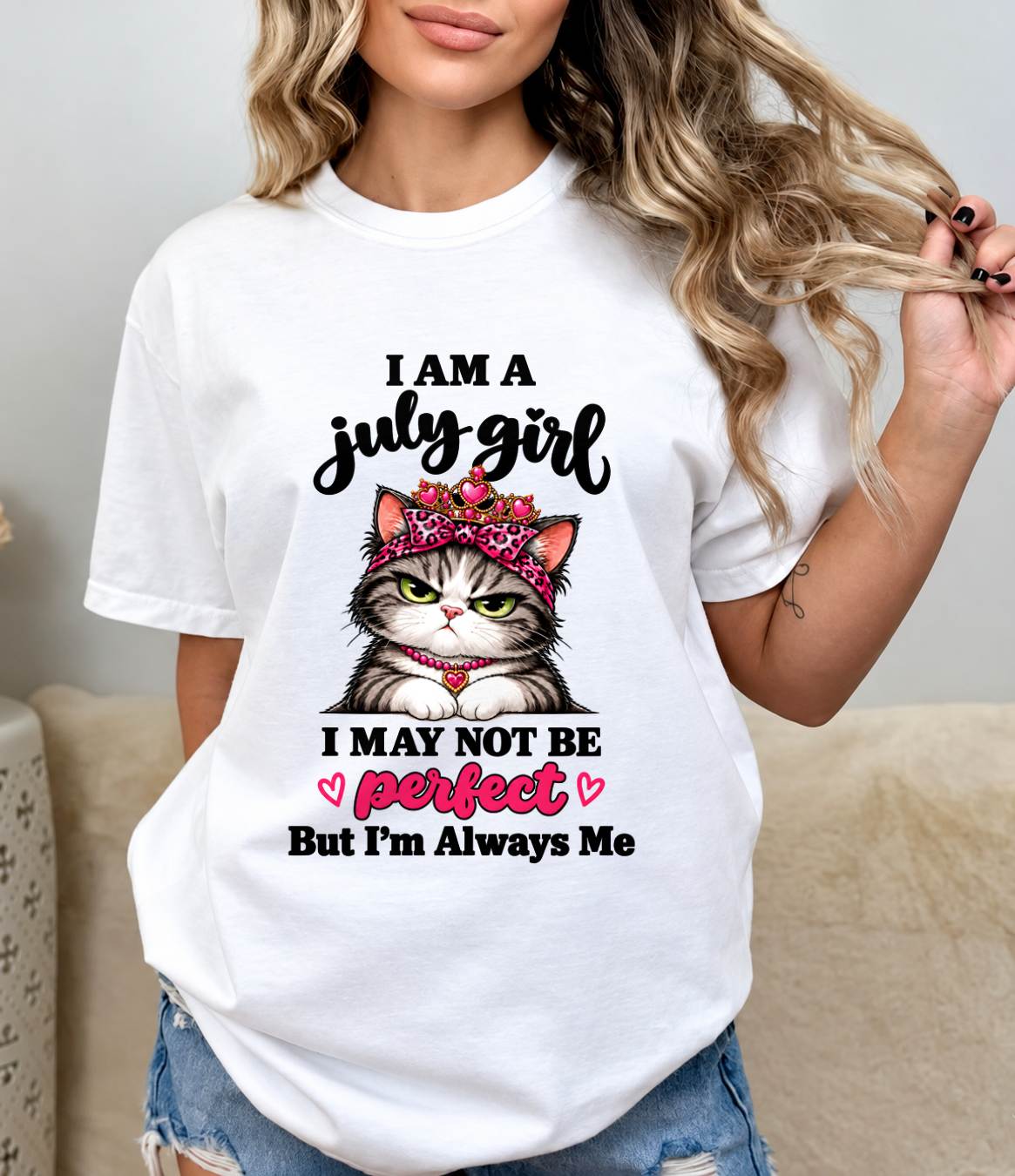 JULY GIRL CAT SHIRT – ALWAYS ME - FOR WOMEN - TLEE07 (SKU2610-100-07)