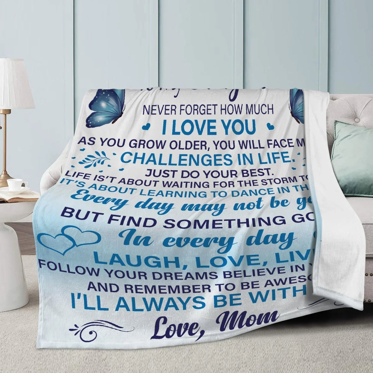 Daughter Never Forget Blanket - from mom - TLEE (SKUB07-30)