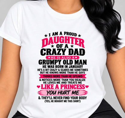 JANUARY - PROUD DAUGHTER OF A CRAZY DAD - FROM DAD - TLEE01 (SKU2610-540-01)