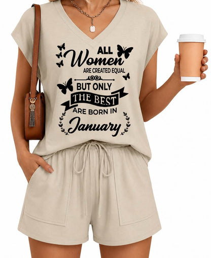 JANUARY - V-NECK SHORT SET W02 -  FOR WOMEN - TLEE01 (SKU2607-124-01)