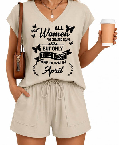 APRIL - V-NECK SHORT SET W02 -  FOR WOMEN - TLEE04 (SKU2607-124-04)