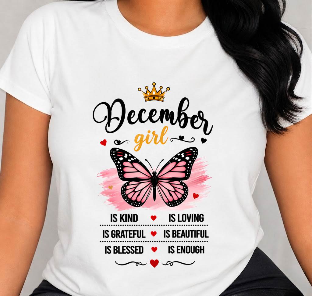 DECEMBER GIRL BUTTERFLY SHIRT - FOR WOMEN - TLEE12 (SKU2608-593-12)