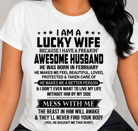 FEBRUARY BORN HUSBAND'S LUCKY WIFE - FROM HUSBAND - TLEE02 (SKU2605-97-02)