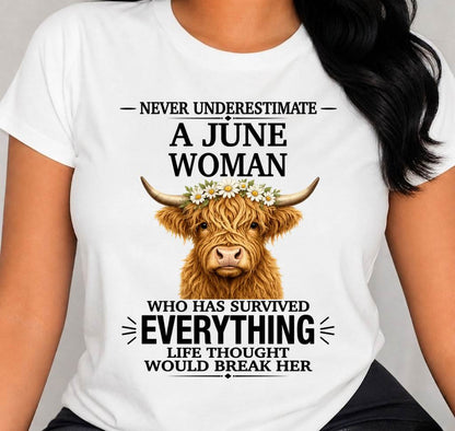 JUNE WOMAN HIGHLAND COW SHIRT - FOR WOMEN - TLEE06 (SKU2606-158-06)