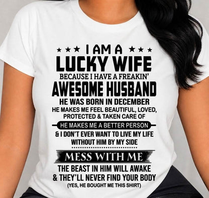 DECEMBER BORN HUSBAND'S LUCKY WIFE - FROM HUSBAND - TLEE12 (SKU2605-97-12)
