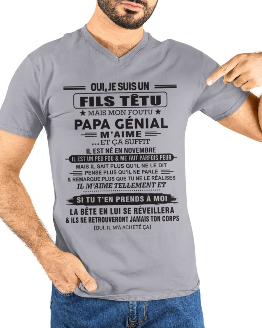 NOVEMBRE - Oui, je suis un garçon têtu – T-shirt | Cadeau d’anniversaire de papa pour son fils - TLEE11 / fr11 (SKU12-260-11)
