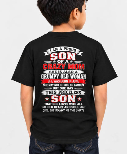 JUNE CRAZY MOM & PROUD SON SHIRT - FROM MOM - TLEE06 (SKU2610-744-06)