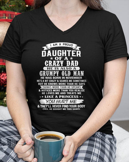 NOVEMBER CRAZY DAD PROUD DAUGHTER SHIRT - FROM DAD - TLEE11 (SKU2607-221-11)