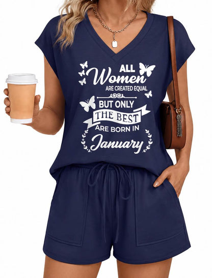 JANUARY - V-NECK SHORT SET W02 -  FOR WOMEN - TLEE01 (SKU2607-125-01)