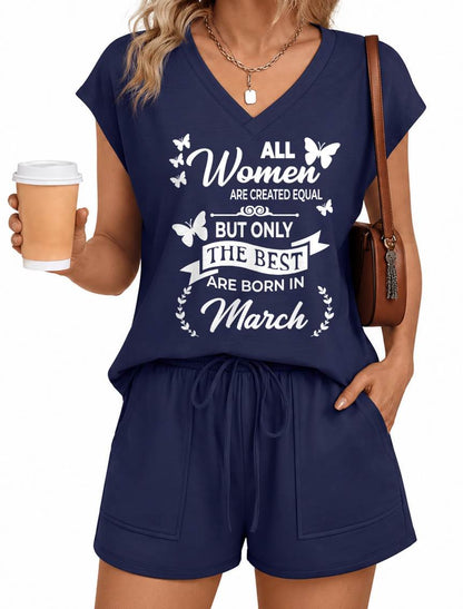MARCH - V-NECK SHORT SET W02 -  FOR WOMEN - TLEE03 (SKU2607-125-03)