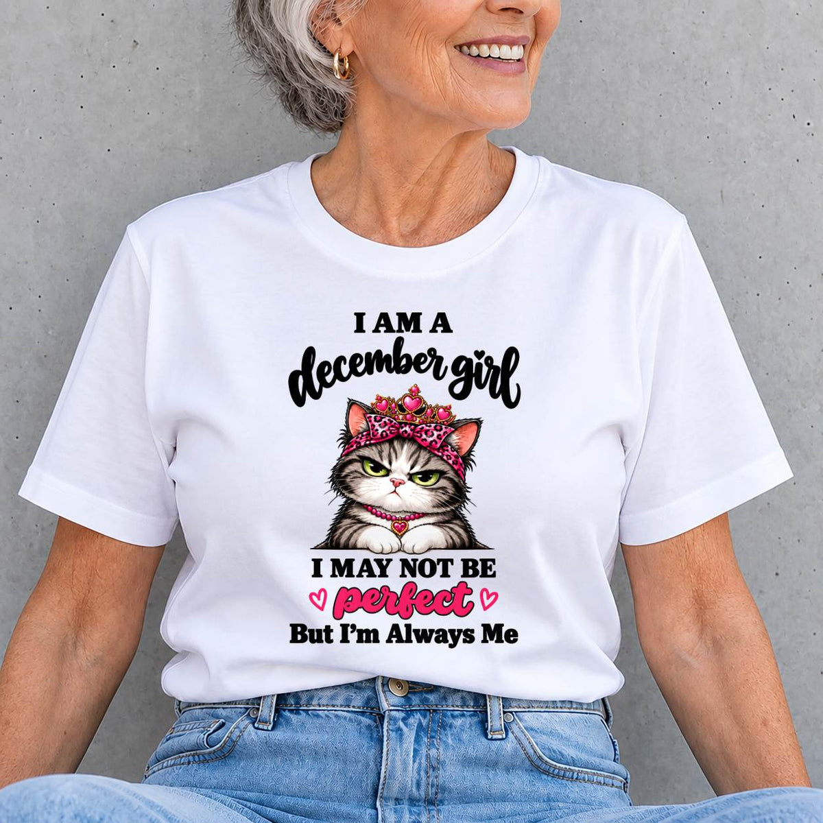DECEMBER GIRL CAT SHIRT – ALWAYS ME - FOR WOMEN - TLEE12 (SKU2610-100-12)