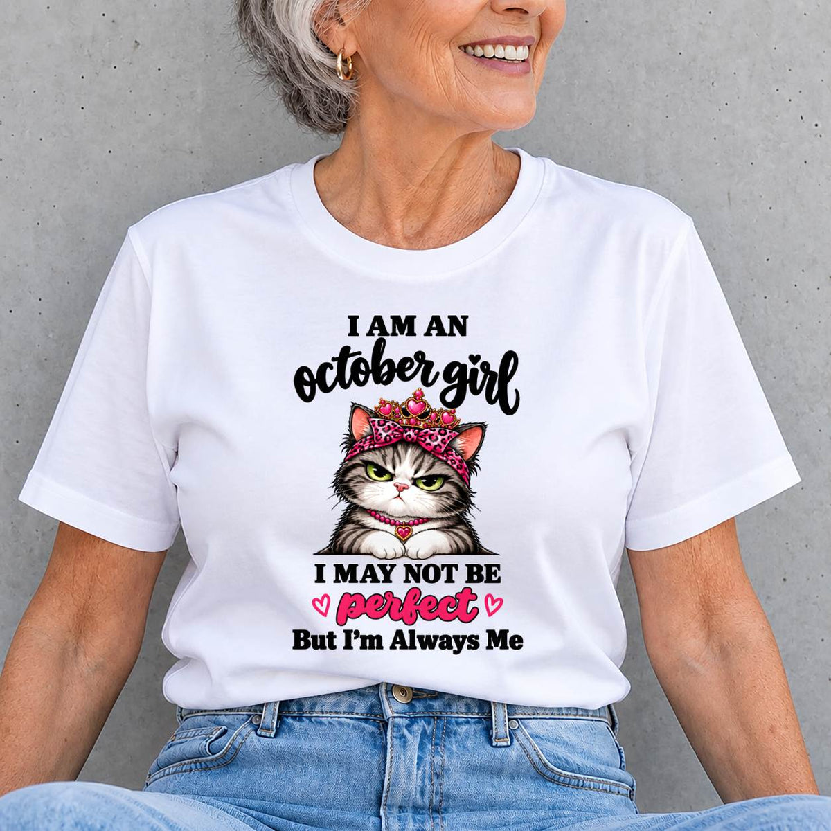 OCTOBER GIRL CAT SHIRT – ALWAYS ME - FOR WOMEN - TLEE10 (SKU2610-100-10)