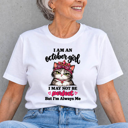 OCTOBER GIRL CAT SHIRT – ALWAYS ME - FOR WOMEN - TLEE10 (SKU2610-100-10)