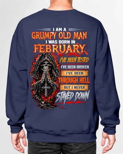 FEBRUARY BORN GRUMPY OLD MAN – BUILT THROUGH HELL - FOR MAN - TLEE02 (SKU2609-372-02)