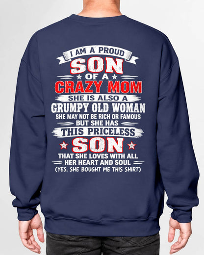CRAZY MOM & PROUD SON SHIRT - FROM MOM - TLEE00 (SKU2610-744-00)