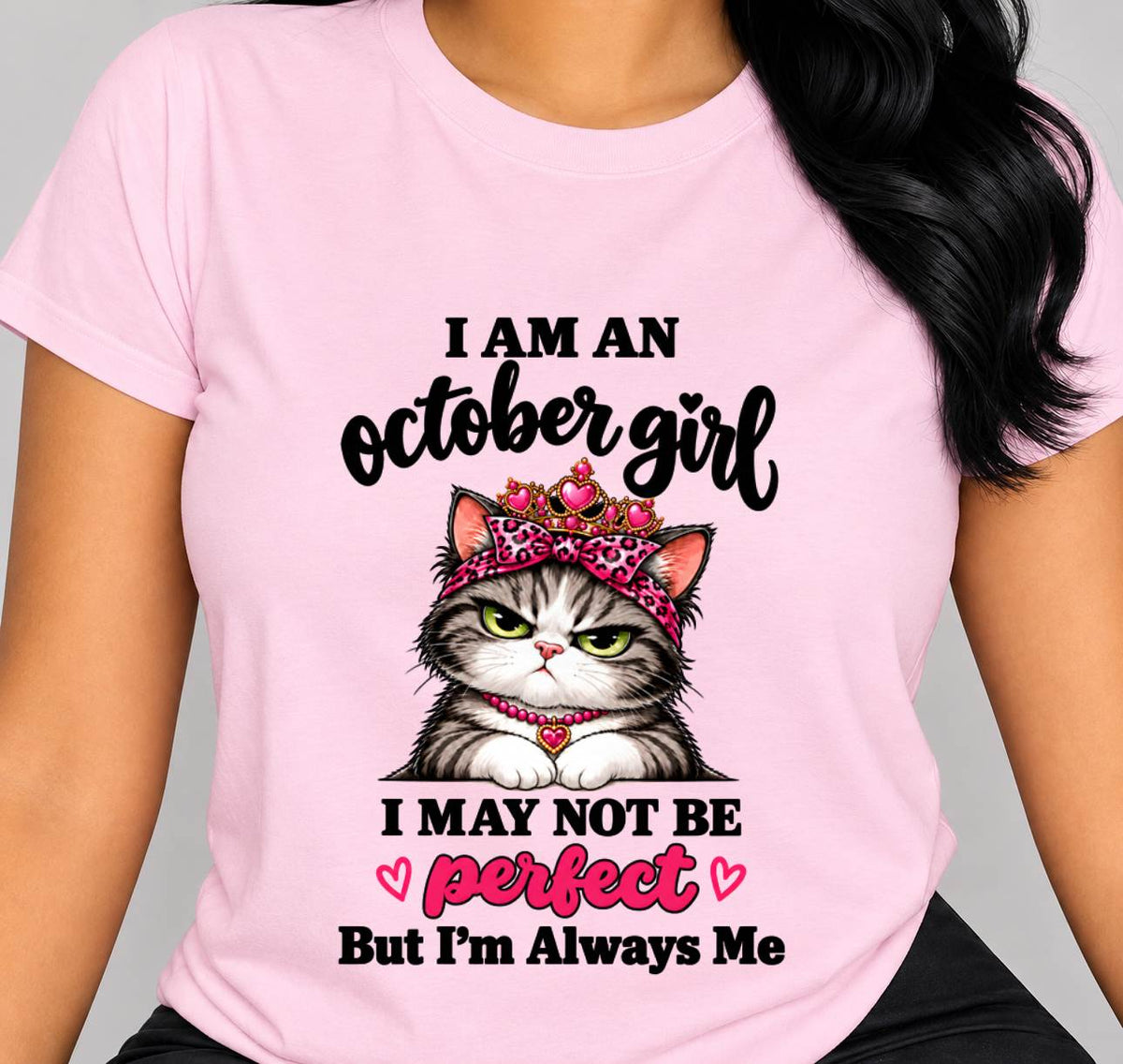 OCTOBER GIRL CAT SHIRT – ALWAYS ME - FOR WOMEN - TLEE10 (SKU2610-100-10)