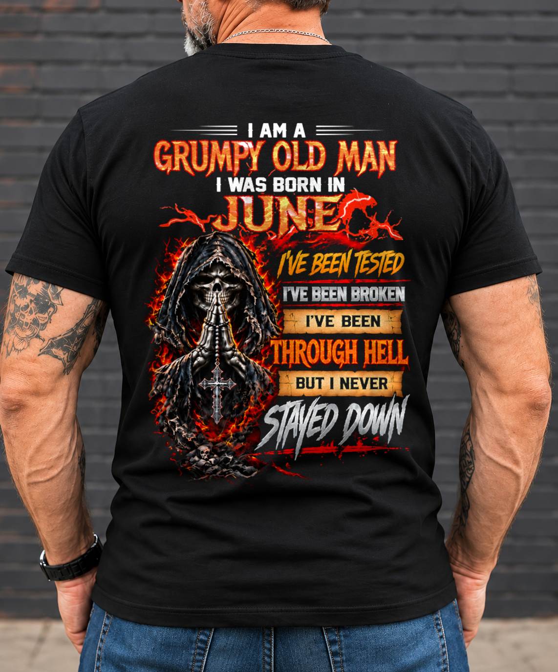 JUNE BORN GRUMPY OLD MAN – BUILT THROUGH HELL - FOR MAN - TLEE06 (SKU2609-372-06)