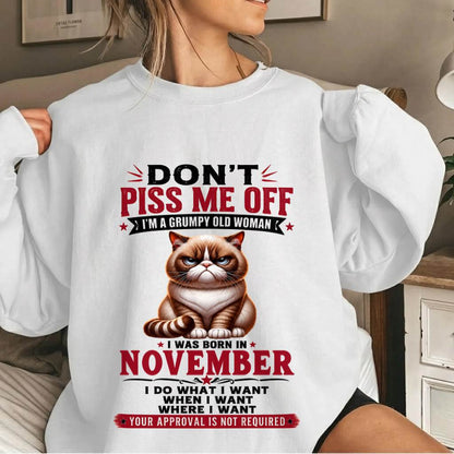 NOVEMBER – ZERO PATIENCE FUNNY CAT - FOR WOMEN - TLEE11 (SKU2608-291-11)