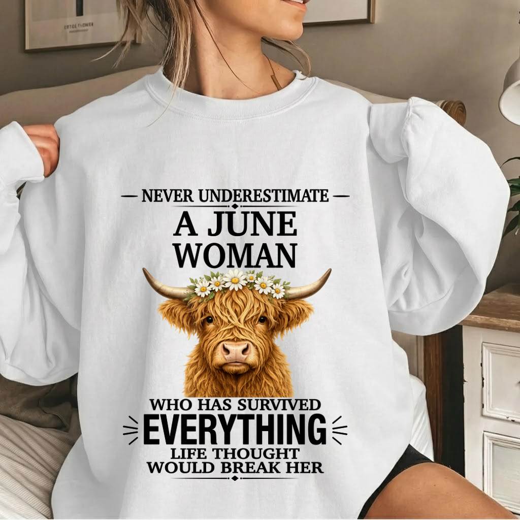 JUNE WOMAN HIGHLAND COW SHIRT - FOR WOMEN - TLEE06 (SKU2606-158-06)