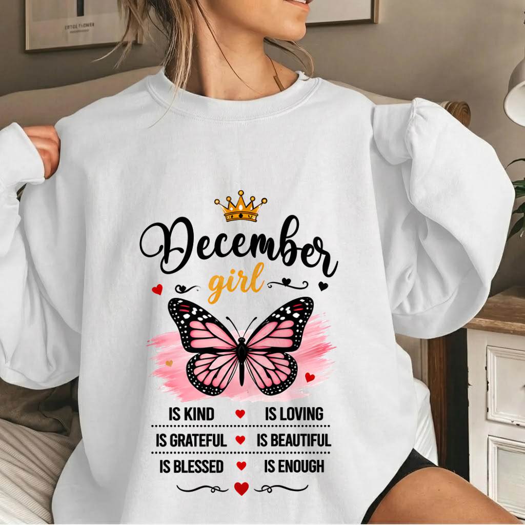DECEMBER GIRL BUTTERFLY SHIRT - FOR WOMEN - TLEE12 (SKU2608-593-12)