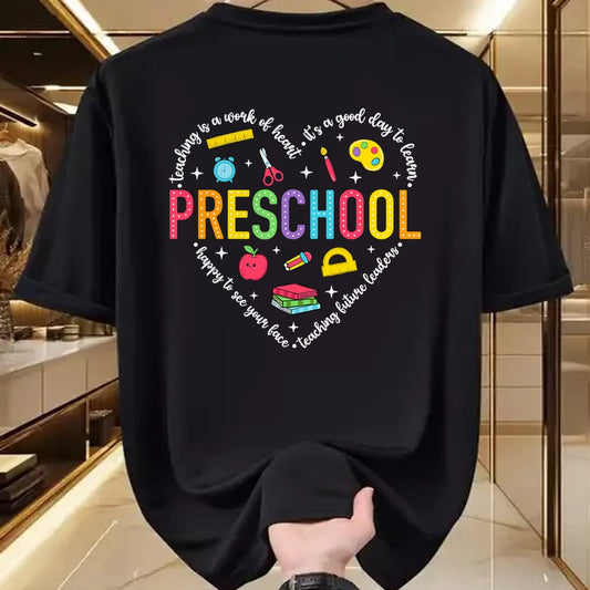 Best Teacher Shirt, Funny Teacher UnisexT-Shirt/Hoodie/Sweatshirt HLT00 - Preschool Teacher Pre-K Heart First Day of Preschool Kids T-Shirt (1)