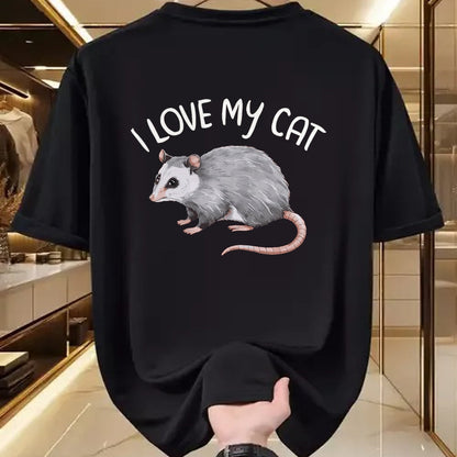 Cat Love Shirt, Funny Cat Lover Gift UnisexT-Shirt/Hoodie/Sweatshirt HLT00 - I Love My Cat Opossum T-Shirt, Men, Black, X-Large