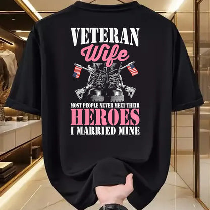 Best Wife Shirt, Wife and Husband Unisex T-Shirt/Hoodie/Sweatshirt HLT00 - Gift for wife T shirt, lucky wife   Veteran Wife Married Mine Proud Military Veteran Husband T-Shirt