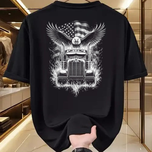 Best Truck Driver Life Shirt, Funny Trucker UnisexT-Shirt/Hoodie/Sweatshirt HLT00 - Trucker Patriotic American Flag Semi Truck Driver Eagle T-Shirt (3)