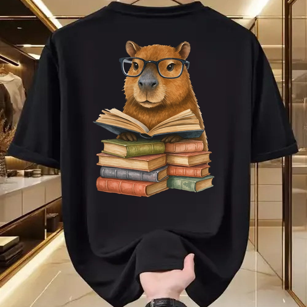 Cute Capybara Shirt, Funny Capybara Unisex T-Shirt/Hoodie/Sweatshirt HLT00 - Cute Capybara Reading Books Funny Animal Capybara Bookworms T-Shirt