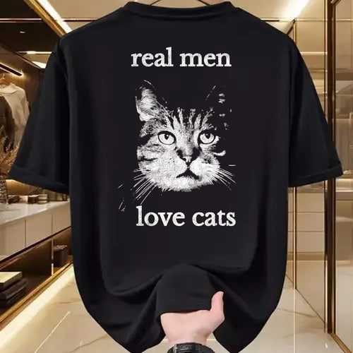 Cat Love Shirt, Funny Cat Lover Gift UnisexT-Shirt/Hoodie/Sweatshirt HLT00 - Real Men Love Cats - Cat Lover T-Shirt T-Shirt, Men, Navy Blue, X-Large