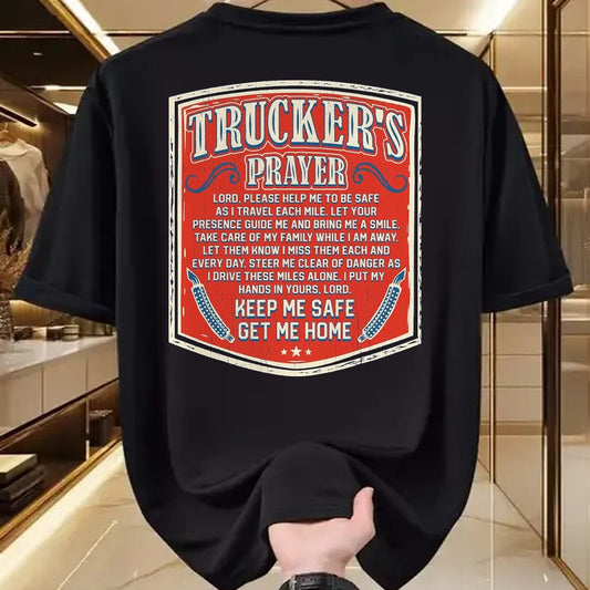 Best Truck Driver Life Shirt, Funny Trucker UnisexT-Shirt/Hoodie/Sweatshirt HLT00 - Trucker's Prayer Keep Me Safe Get Me Home Semi Truck Driver T-Shirt, Men, Black, XX-Large