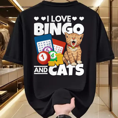 Cat Love Shirt, Funny Cat Lover Gift UnisexT-Shirt/Hoodie/Sweatshirt HLT00 - Cat Lover I Love Bingo and Cats Gambling Bingo Player Bingo T-Shirt