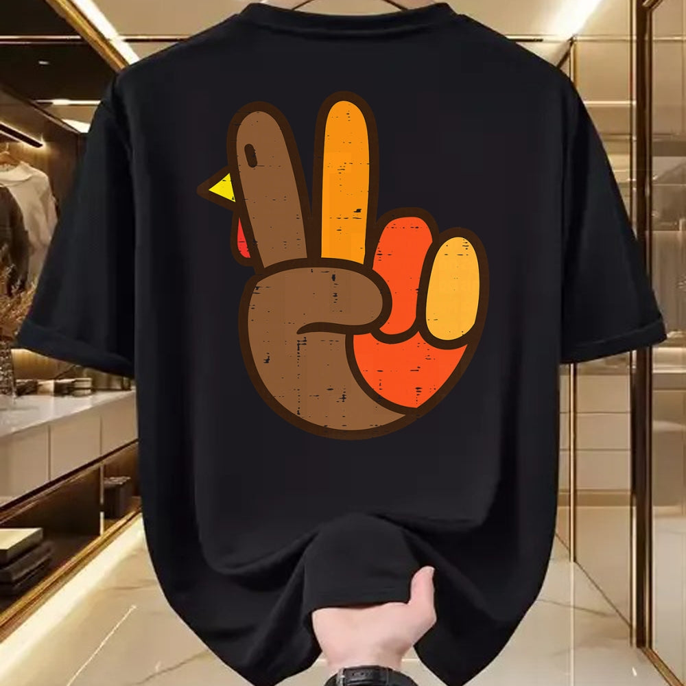 Best Thanksgiving Family Shirt , Funny Thanksgiving UnisexT-Shirt/Hoodie/Sweatshirt HLT00 - Peace Sign Turkey Hand Cool Thanksgiving Hippie Men Women T-Shirt