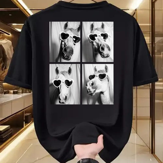 Best Horse Lover Shirt , Funny Horse UnisexT-Shirt/Hoodie/Sweatshirt HLT00 - Cute Horses with Hearts Sunglasses Funny Valentine_s Day T-Shirt